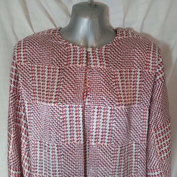 Vintage Blouse Shirt Highland Queen Made Hong Kong Tartan Red Blue Size 16 XL - Picture 3 of 14